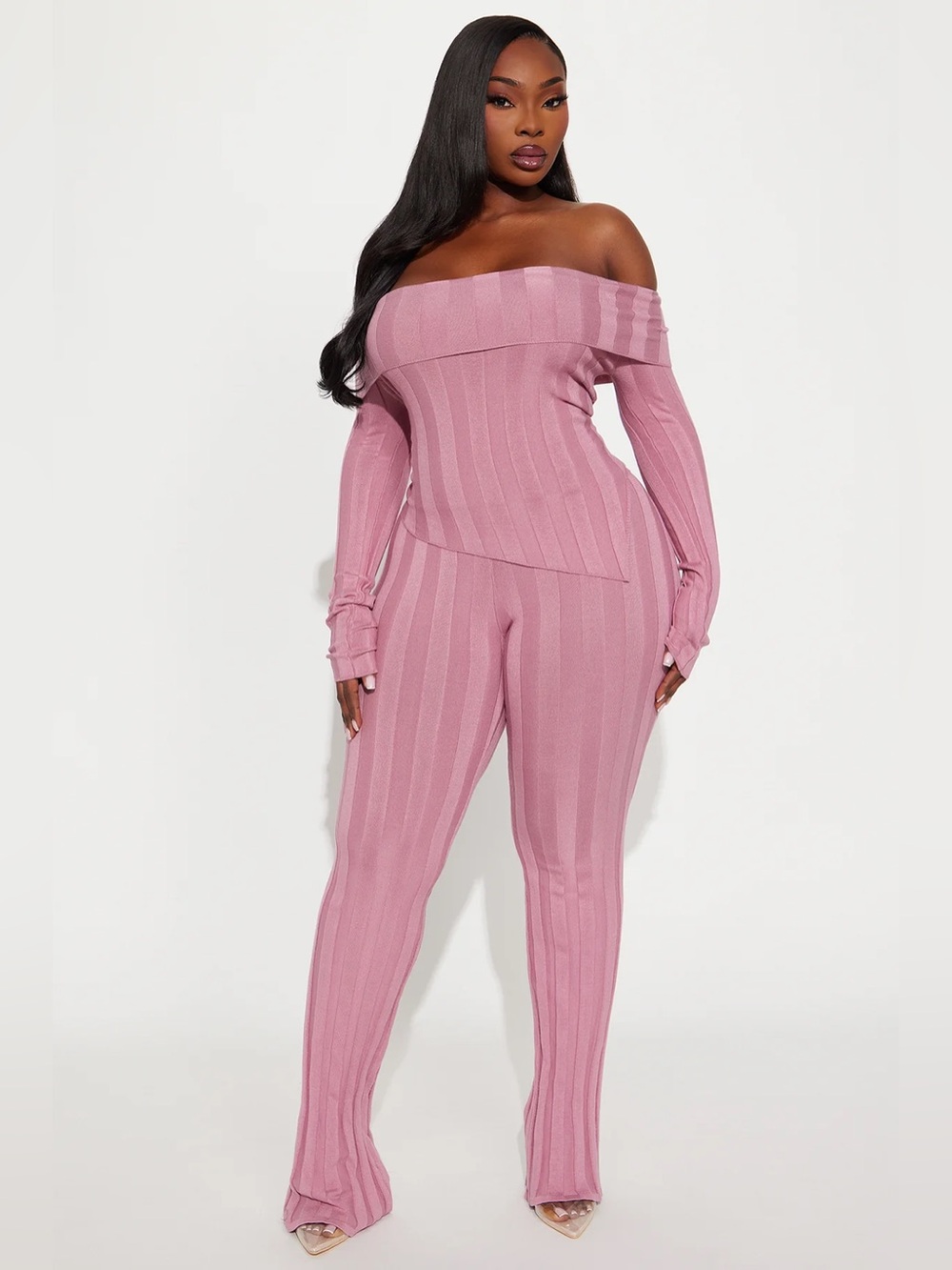 Off-Shoulder Sweater Pant Set